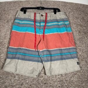 ONeill Mens Hybrid Shorts Size 34 Striped Coral Teal Grey Casual Surf